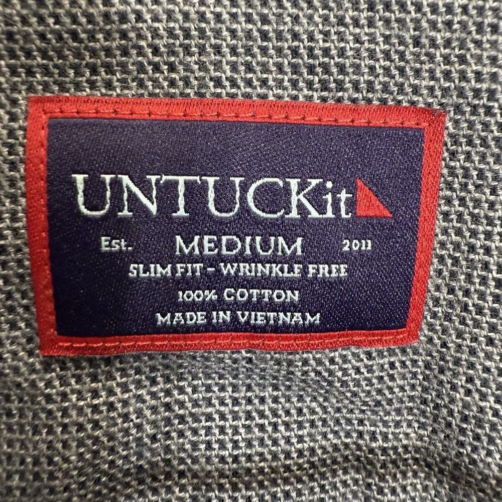 UNTUCKit Veneto WF Wrinkle-Free Button Down Shirt Preppy Office Gray Mens M - Picture 4 of 8